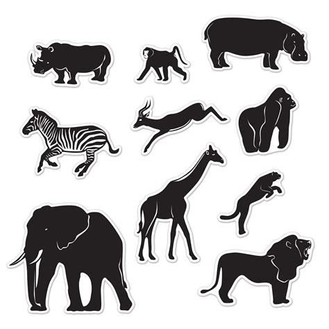 Jungle Animal Silhouettes 10pkg Beistle Party Supplies With