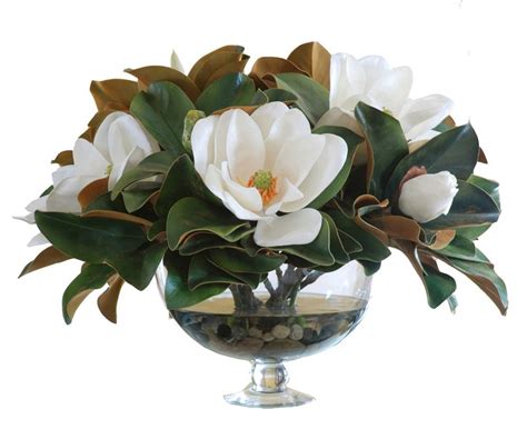 Magnolia Leaf In Bowl Vase Artificial Flower Arrangements Magnolia