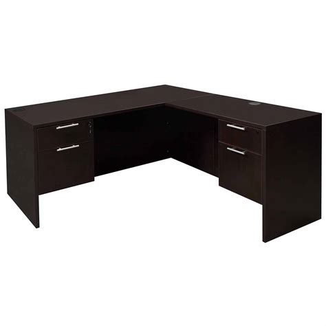 It comes with a heather gray executive desk with 10 drawers. Everyday 30×60 20×42 Laminate L-Shape Desk, Espresso ...