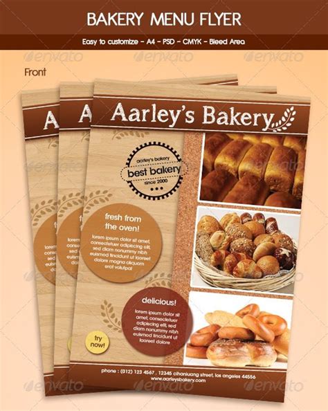 examples  bakery menu templates  publisher