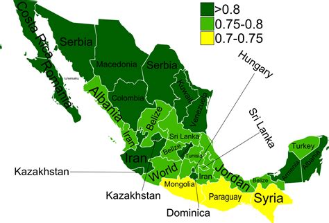 Provinces Of Mexico As Countries With Similar Human Development Index