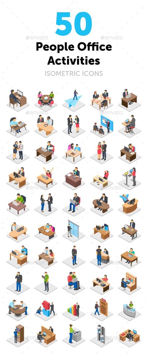 50 Office Activities Vector Icons Icons Graphicriver