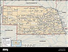 Political map of Nebraska Stock Photo - Alamy