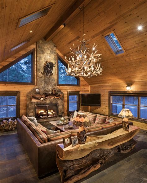 Rustic Cabin Great Room With Stone Fireplace Hgtv