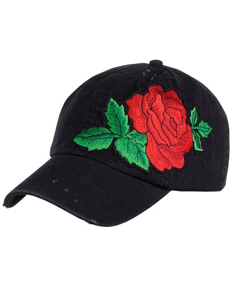 Embroidered Rose Flower Patch Adjustable Baseball Cap Hat Black Cx184hh3ch4