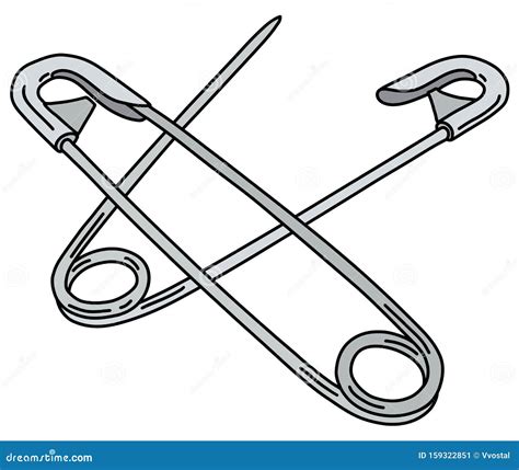 Two Classic Safety Pins Stock Vector Illustration Of Safety 159322851