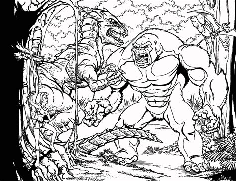 Various themes, artists, difficulty levels and styles. Kong vs Gorasaurus - Myths & legends Adult Coloring Pages