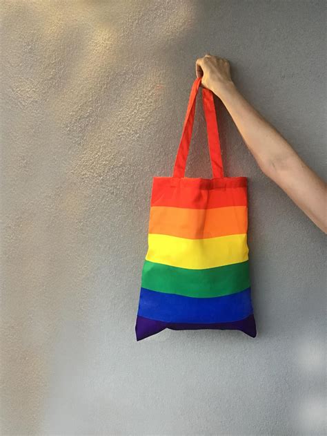 Rainbow Tote Bag Lgbt Bag Reusable Bag Gay Pride Bag Etsy Uk