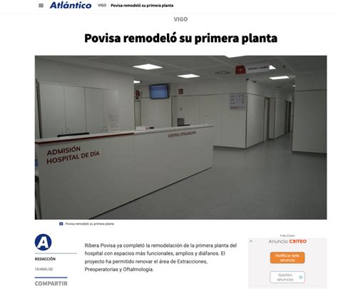 Ribera Povisa Remata A Remodelaci N Da Primeira Planta Hospital Ribera Povisa