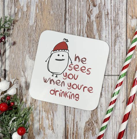 He Sees You When Youre Drinking Funny Xmas Card By Parsy Card Co