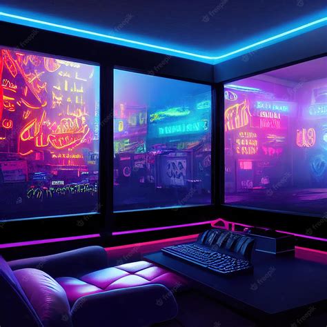 Premium Photo Neon Pc Gaming Room Rgb Color Glow Effect