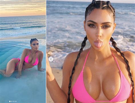 Photos Kim Kardashian West Flaunts Her Sxy Body On Pink Bikini