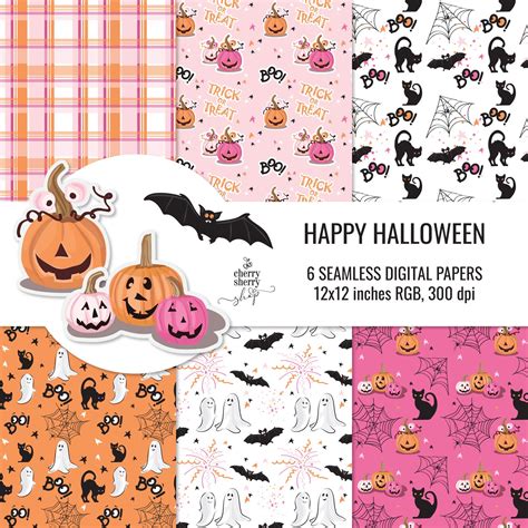 Cute Halloween Digital Paper Halloween Seamless Pattern Etsy