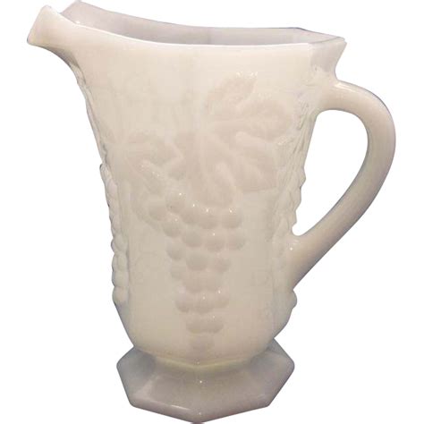 Anchor Hocking Vintage Milk Glass Grape Pattern Pitcher | Milk glass, Glass, White milk glass