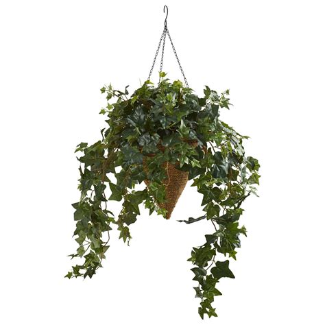 Ivy Artificial Plant In Cone Hanging Basket Basket Nearly Natural
