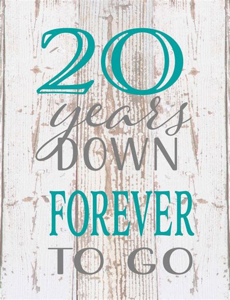 Funny anniversary card by pigment happy anniversary to a couple who still know. Twenty 20 Years down forever (any year) to go wood sign canvas photo clip frame… | 20th ...