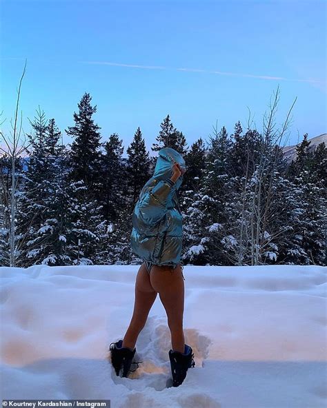 Kourtney Kardashian Copies Kendall As She Poses In Her Bikini In The Snow Daily Mail Online