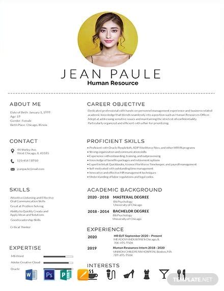 Simple, attractive and professional layout. Free HR Fresher Resume Template in 2020 | Resume template ...