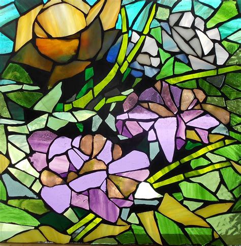 Mosaic Stained Glass Pretty Bouquet Glass Art By Catherine Van Der Woerd Fine Art America