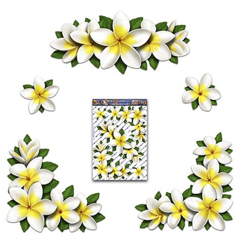 White Frangipani Plumeria Flower Corners Pack Car Sticker Etsy Australia