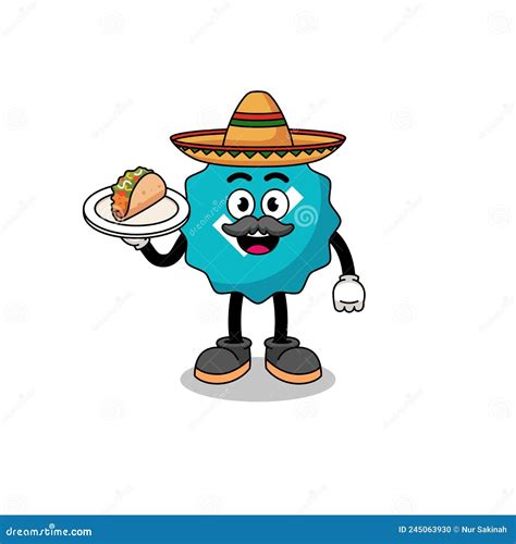 Character Cartoon Of Verified Sign As A Mexican Chef Stock Vector