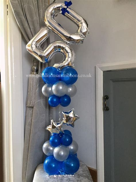 50th Birthday Balloon Centerpiece For Tables In A Royal Blue And Silver