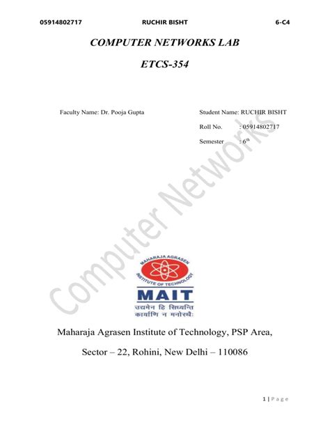 Computer Networks Lab Etcs 354