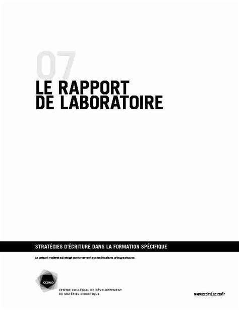 Le Rapport De Laboratoire Pdf