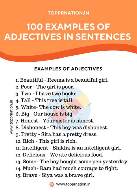 100 Examples Of Adjectives In Sentences