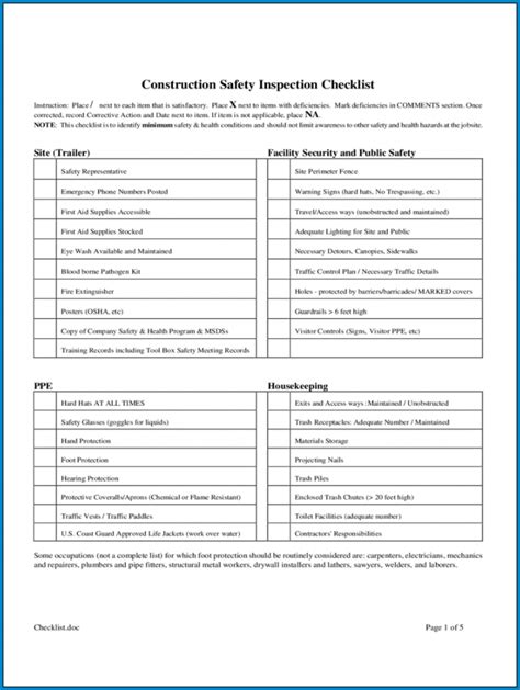 √ Free Printable Construction Checklist Template Checklist Templates