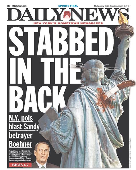 The Great American Disconnect Political Comments New York Daily News Front Page Depicting Lady