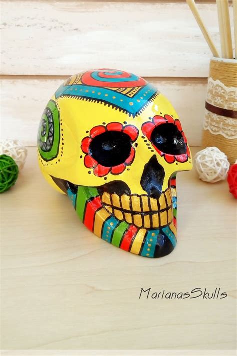Sugar Skull Sculpture Mexican Skull Figurine Custom Human Skull