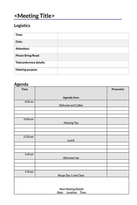 Free Meeting Agenda Templates Effective Writing Guide