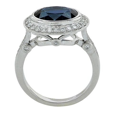 Sapphire Diamond Platinum Engagement Ring For Sale At 1stdibs