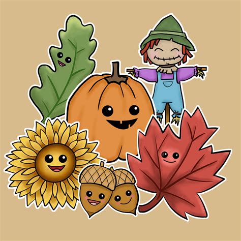 Handmade Original Weatherproof Kawaii Sticker Sheet Autumn Etsy