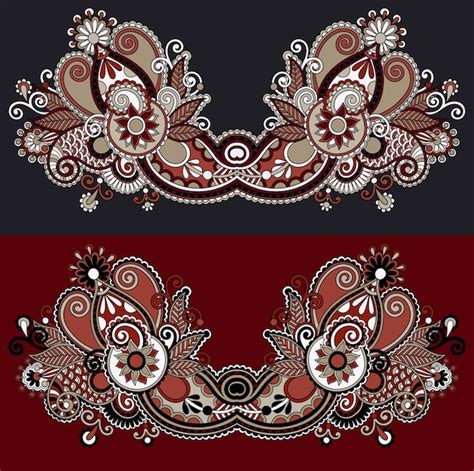Premium Vector Neckline Ornate Floral Paisley Embroidery Fashion