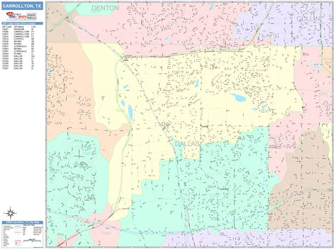 Carrollton Texas Wall Map Color Cast Style By Marketmaps