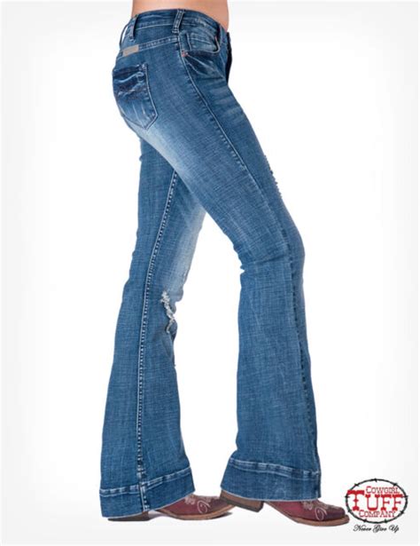 Cowgirl Tuff Womens Medium Wash Cotton Blend Jeans Ripped Trouser 40 Sh Ebay