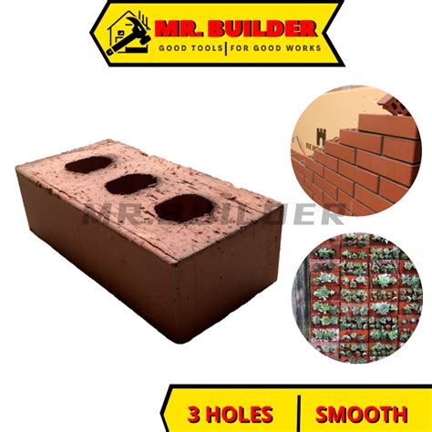 Mr Builder 3 Hole Facing Brick Decorative Bricks Smooth Surface Garden