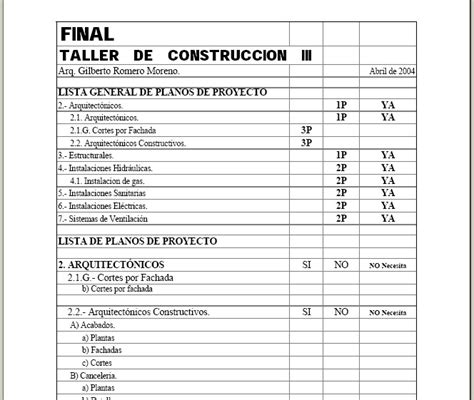 Paulo Gil Soto Checklist De Planos De Proyecto