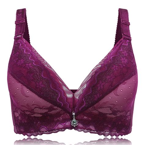 Plus Size Embroideried Wireless Comfy Breathable Plunge Thin Bra At