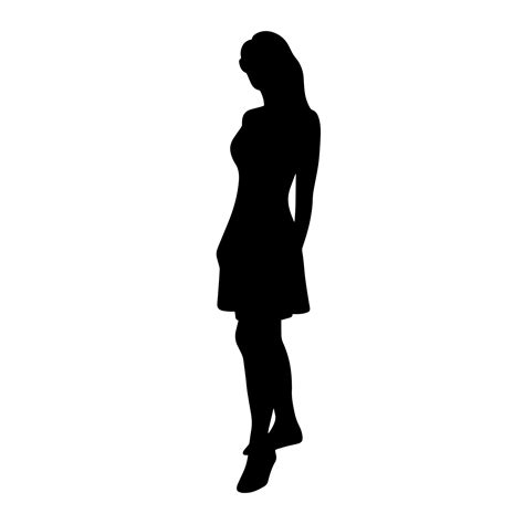Slender Beautiful Girl Stands Black Silhouette 13973061 Vector Art At
