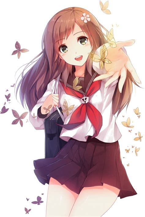 Cute Anime School Girl Poses Hd Png Download Transpar