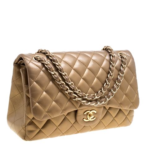 Chanel Bronze Quilted Leather Jumbo Classic Double Flap Bag Chanel Tlc