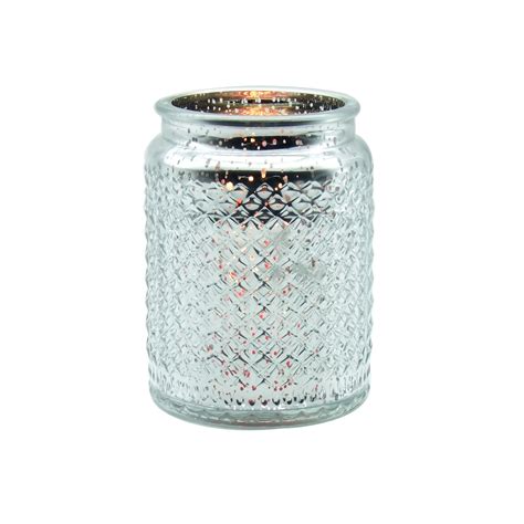Wholesales Silver Mercury Stock Unique Candle Jars Glass Candle Holder Glass Jars For Candle