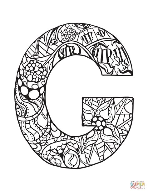 Letter g coloring pages that parents and teachers can customize and print for kids. Letter G Zentangle coloring page | Free Printable Coloring ...