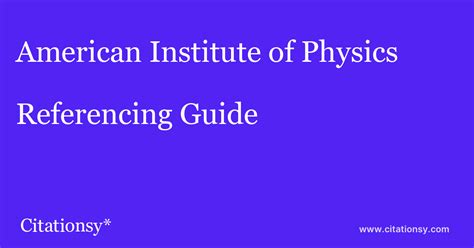 American Institute Of Physics Referencing Guide ·american Institute Of