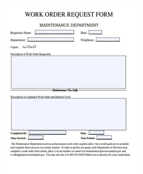 Work Request Form Template Elegant 22 Work Order Form Template In 2020