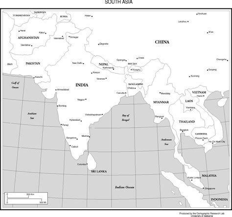 Asia Political Map Black And White