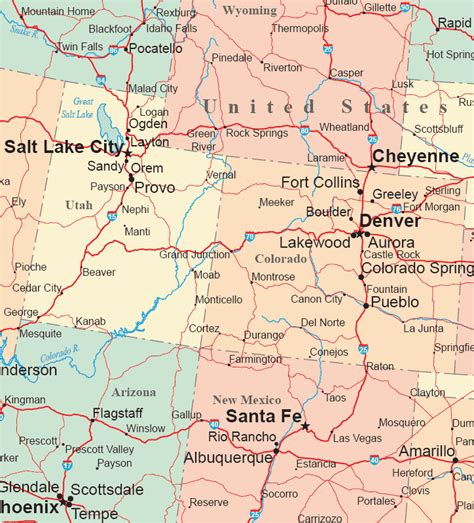 Road Map Of Wyoming And Colorado Secretmuseum